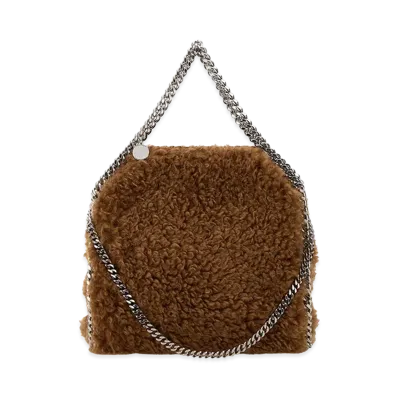 STELLA McCARTNEY Women's Biscuit Alter Mat Shearling Mini Falabella Handbag "Camel"