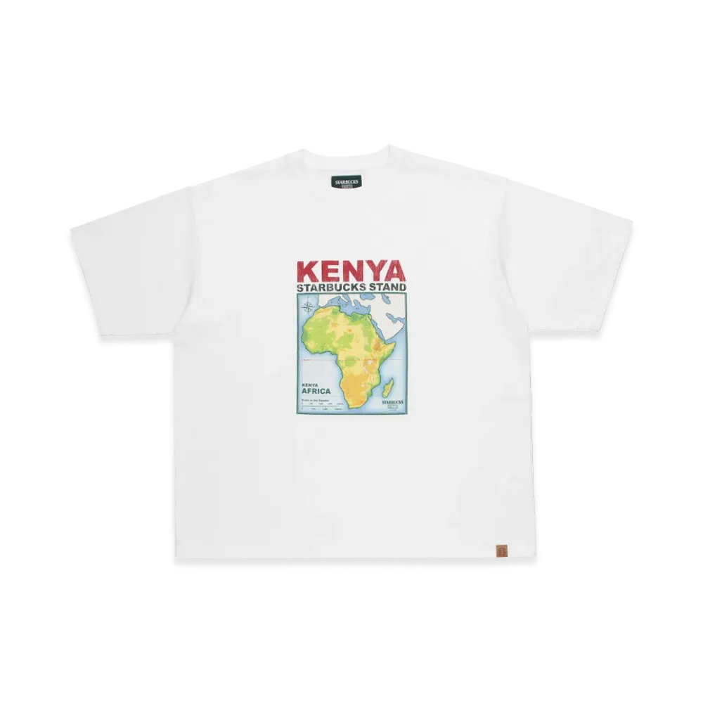 STARBUCKS STAND by BEAMS Print T-Shirt KENYA "White"