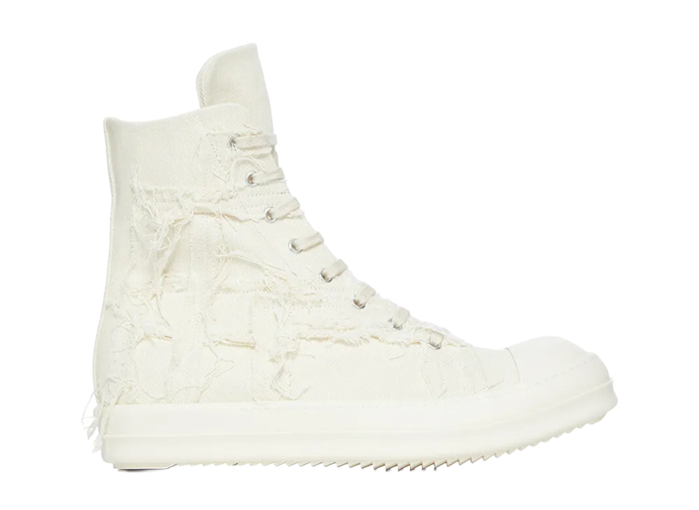Rick Owens DRKSHDW Sneaks Slashed 13oz Overdyed Denim "Milk"