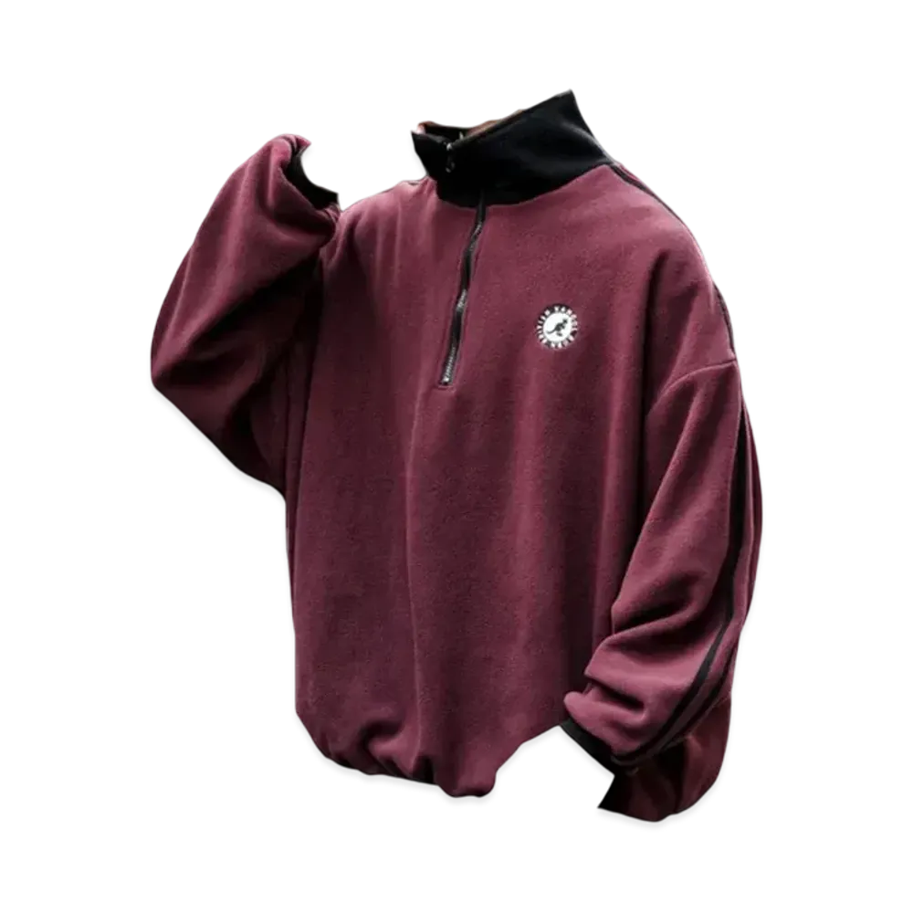 KANGOL Rocky Monroe Exclusive Micro Fleece Half Zip Sweatshirt "Bordeaux"