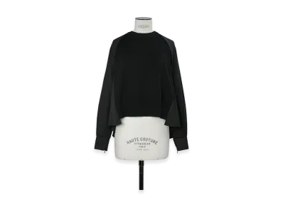 sacai Women's Poplin x Cotton Knit Pullover "Black"