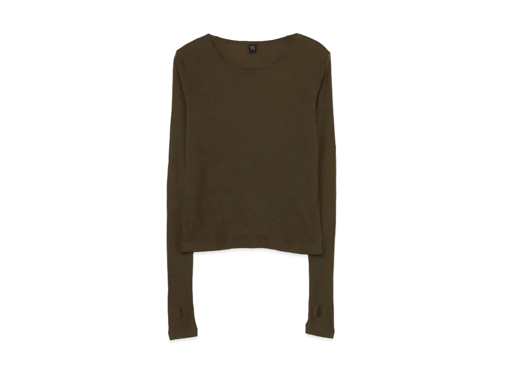 Yohji Yamamoto Y's MIX UP RUFFLED SLEEVE ROUND NECK T "Khaki"
