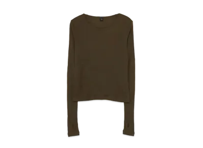 Yohji Yamamoto Y's MIX UP RUFFLED SLEEVE ROUND NECK T "Khaki"