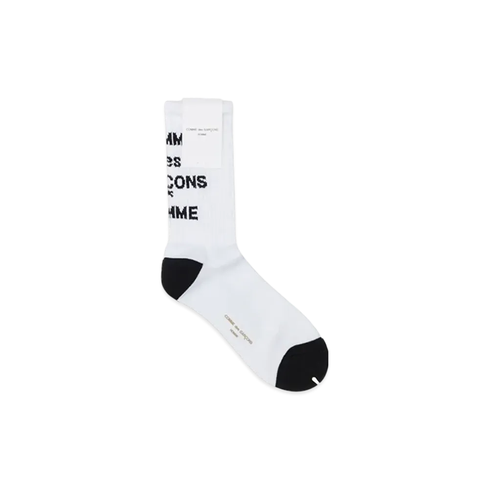 COMME des GARCONS HOMME Cotton Pile Logo Socks "White"