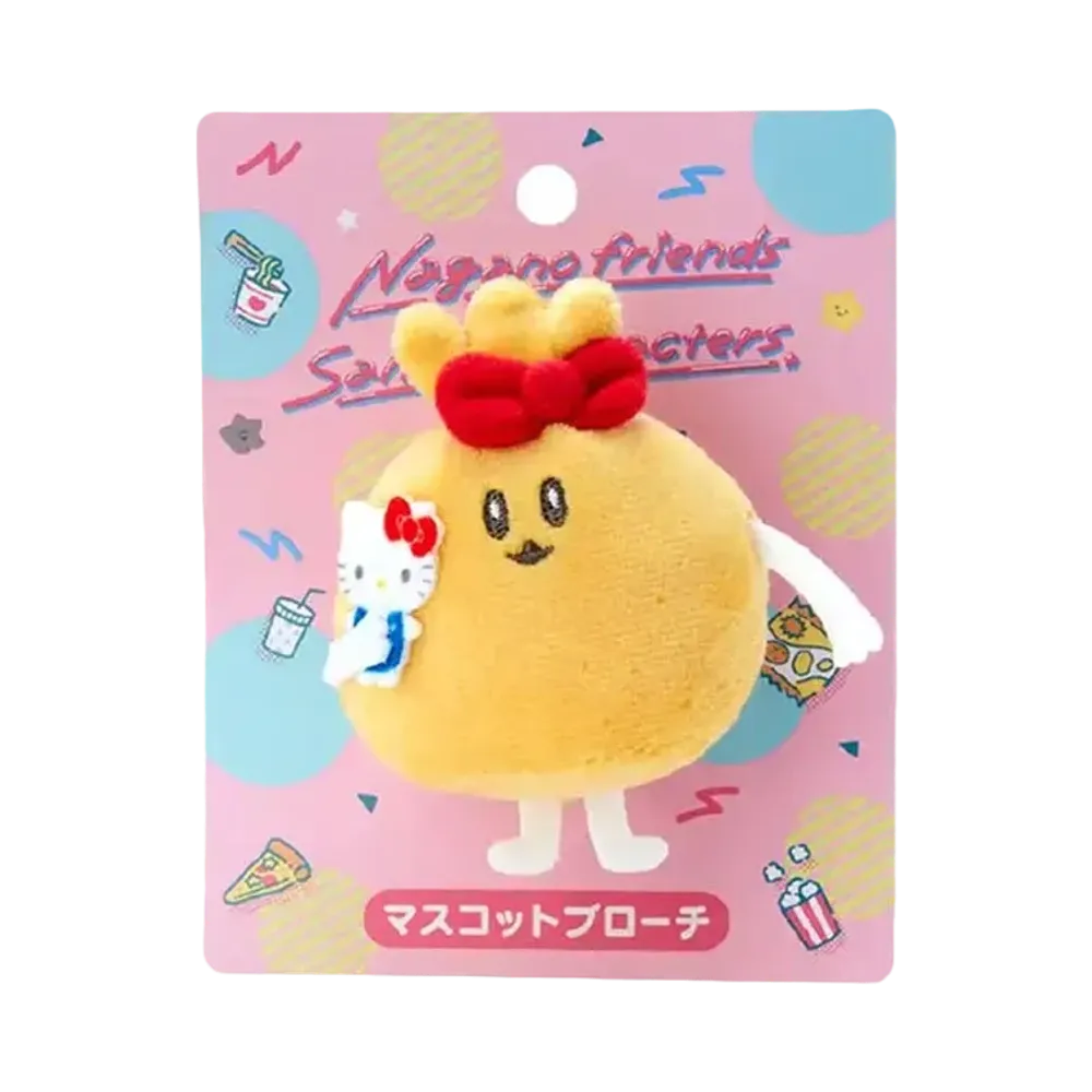 Sanrio -Chiikawa- Nagano Friends x Sanrio Characters Mascot Brooch (Mochi Kinchaku x Hello Kitty)