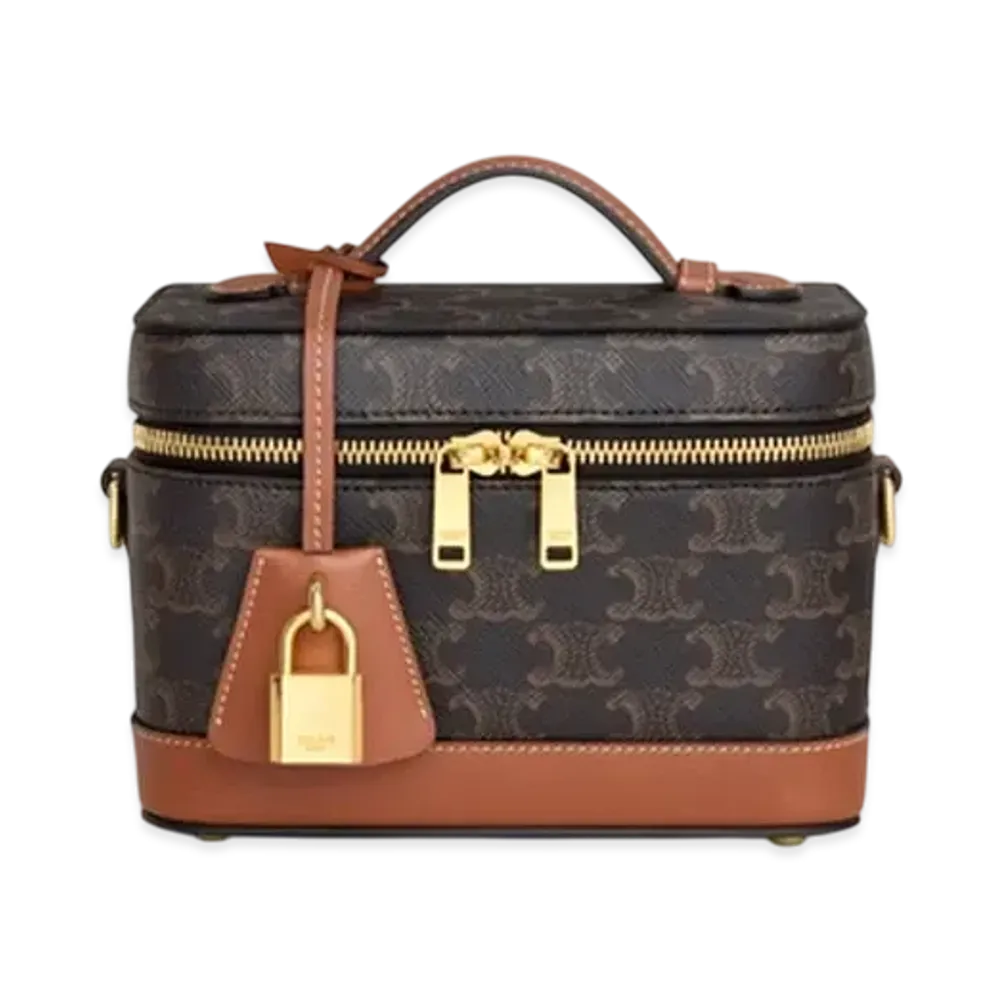 CELINE Vanity In Triomphe Canvas and Calfskin "Tan"