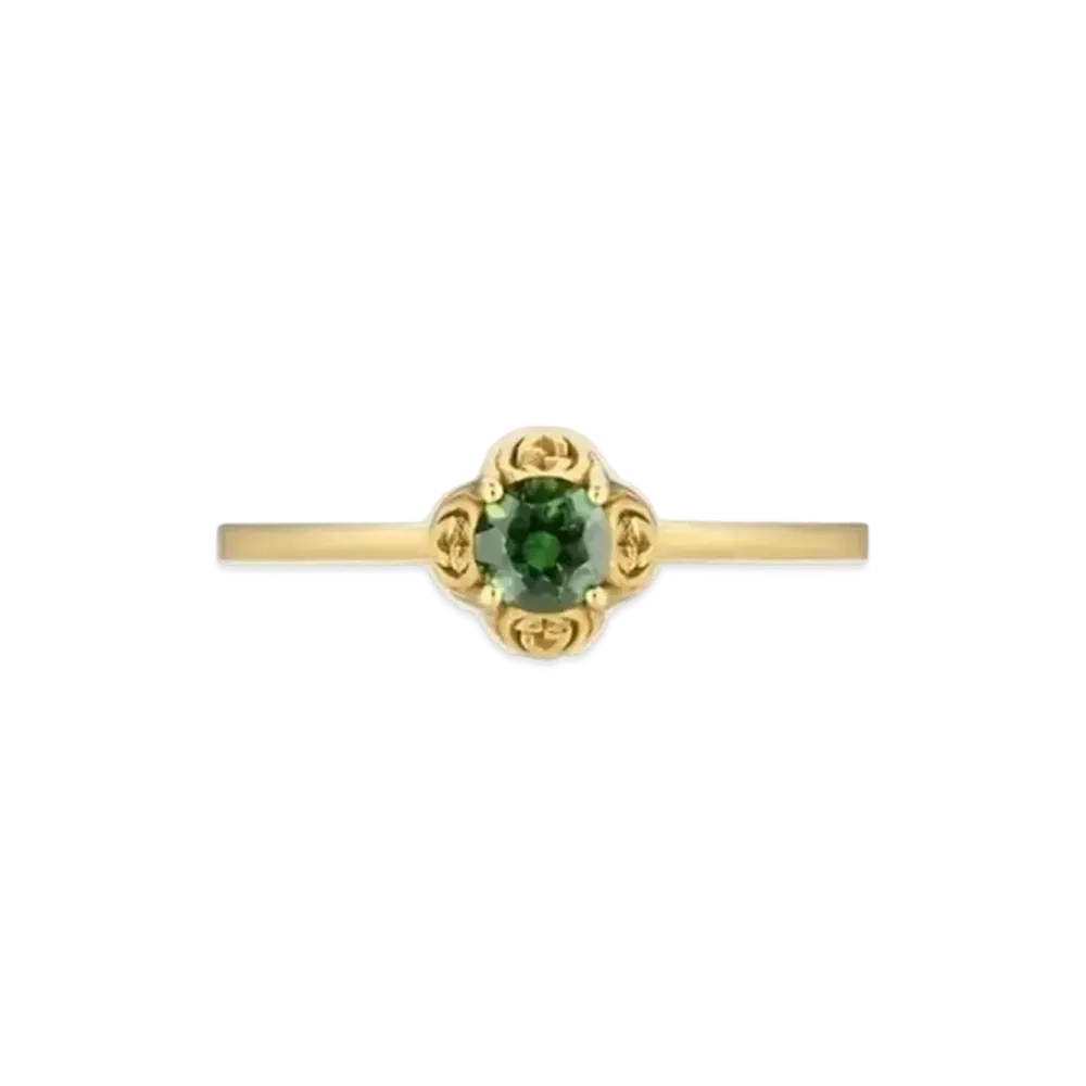 GUCCI Interlocking Double G Tourmaline Ring "Gold"