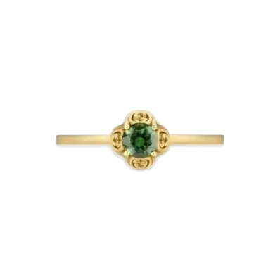 GUCCI Interlocking Double G Tourmaline Ring "Gold"
