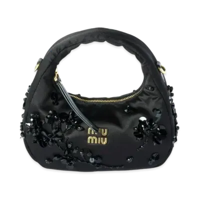 MIUMIU Wander Embroidered Duchesse Mini-Bag "Black"