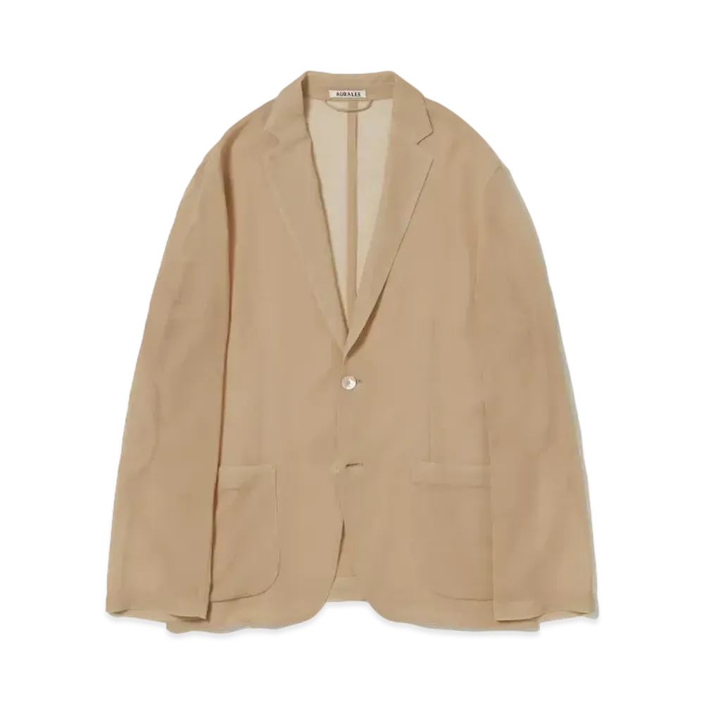 AURALEE Wool Recycle Polyester Leno Sheer Jacket "Pink Beige"