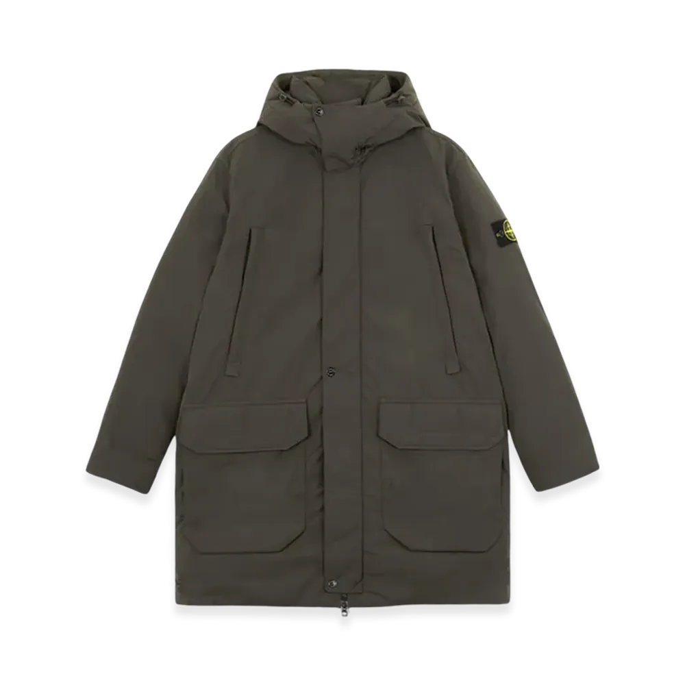 Stone Island 70726 Polyester Micro Twill Long Down Parka with Anti Drop - 24FW "Charcoal Grey"