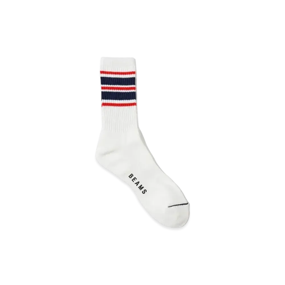 BEAMS Color Line Socks "White"