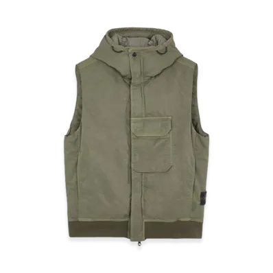 Stone Island G1021 Opaque Nylon Twill Down Hooded Vest - 23FW "Olive Green"