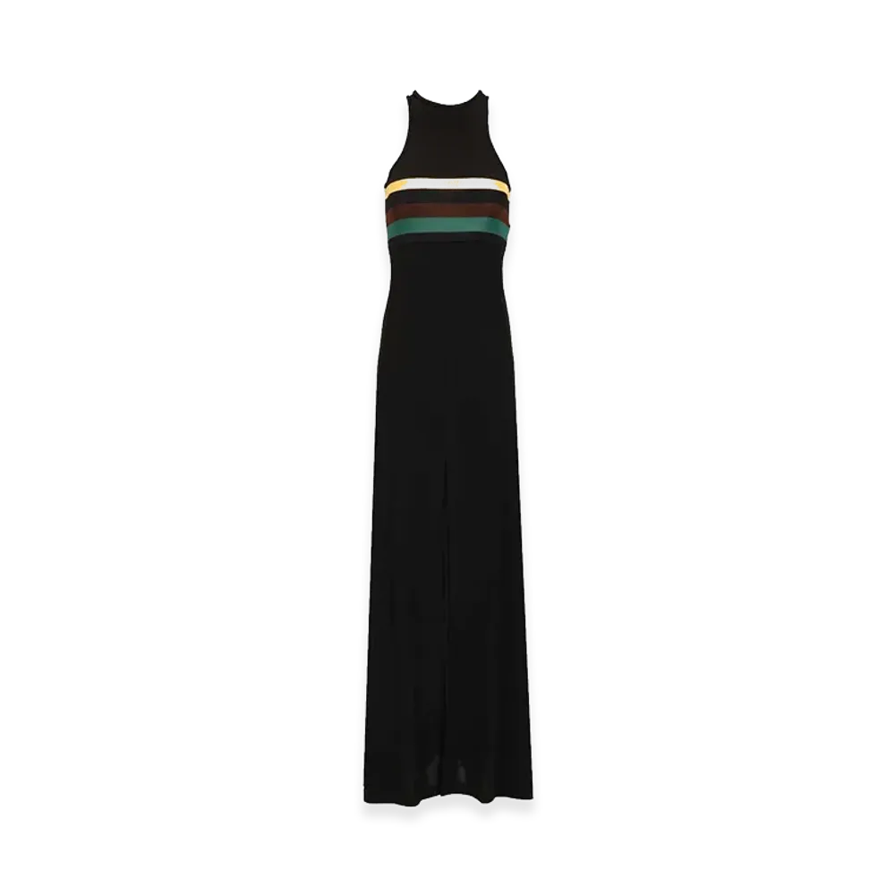 Saint Laurent Women's Striped Jersey Crepe Tank Dress "Black"