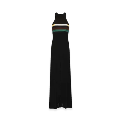 Saint Laurent Women's Striped Jersey Crepe Tank Dress "Black"