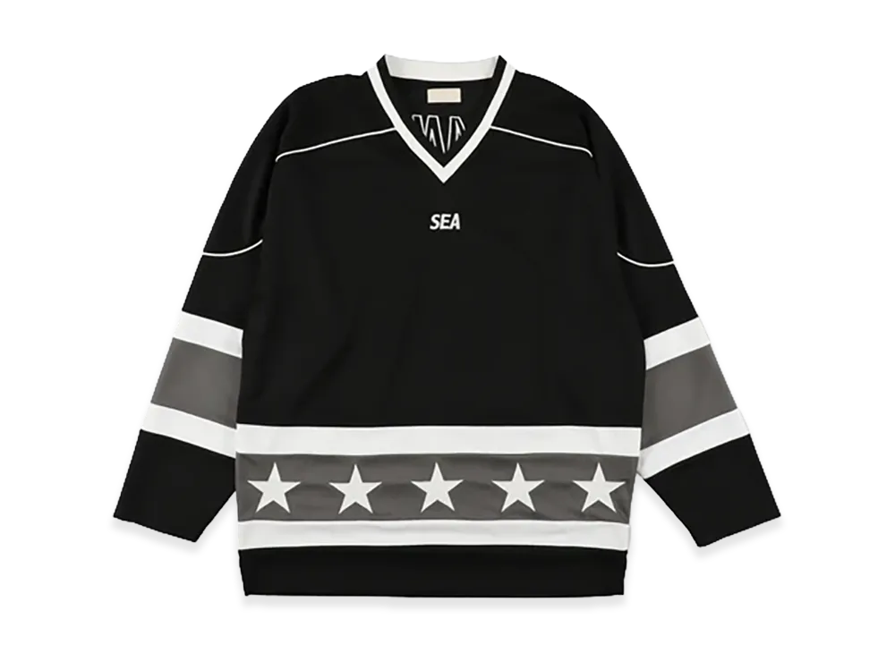 WIND AND SEA Oversized Hockey Shirt "Black Gray"