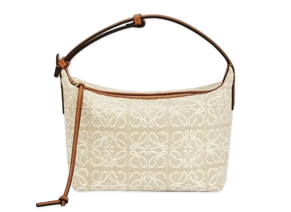 LOEWE Small Cubi Bag In Anagram Jacquard And Calfskin "Ecru / Tan"