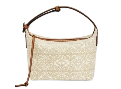 LOEWE Small Cubi Bag In Anagram Jacquard And Calfskin "Ecru / Tan"