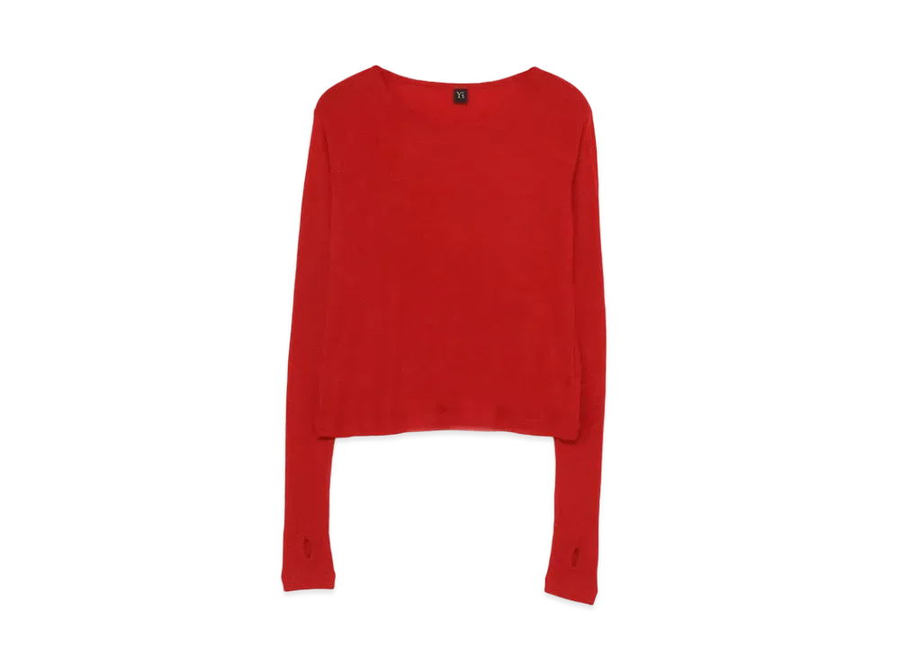 Yohji Yamamoto Y's MIX UP RUFFLED SLEEVE ROUND NECK T "Red"