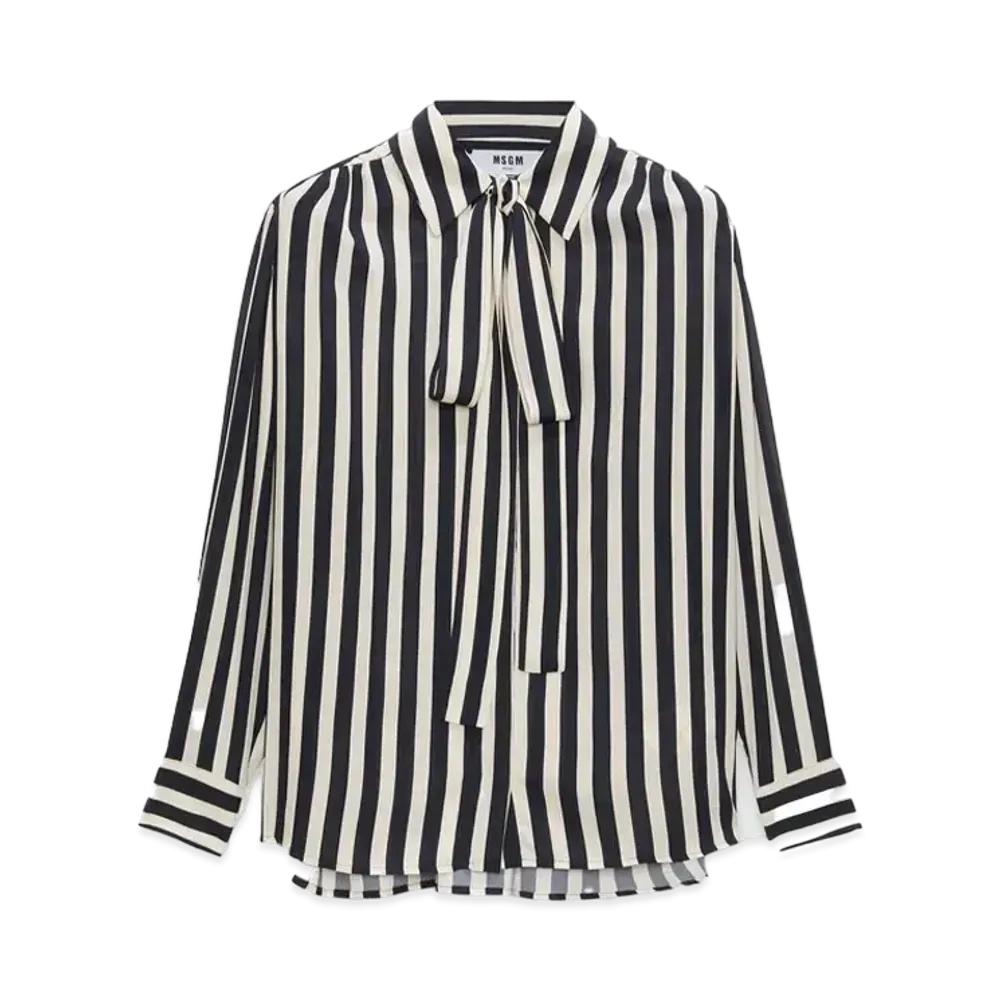 MSGM Satin Striped Print Shirt "Black"