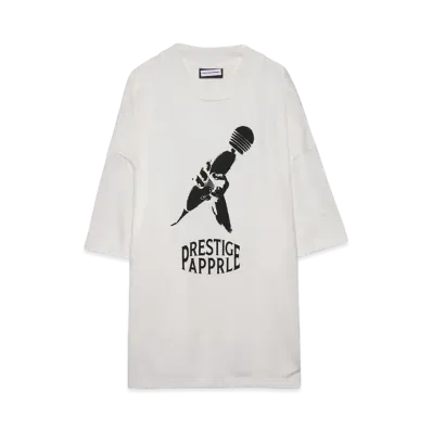 PRESTIGE APPAREL MOCK NECK PRINT TEE "WHITE"