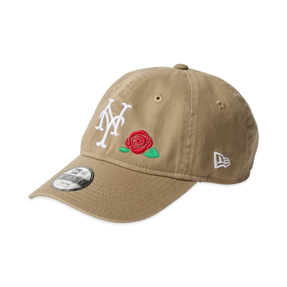 New Era Kids Youth 9Twenty Rose Embroidery New York Mets "British Khaki"