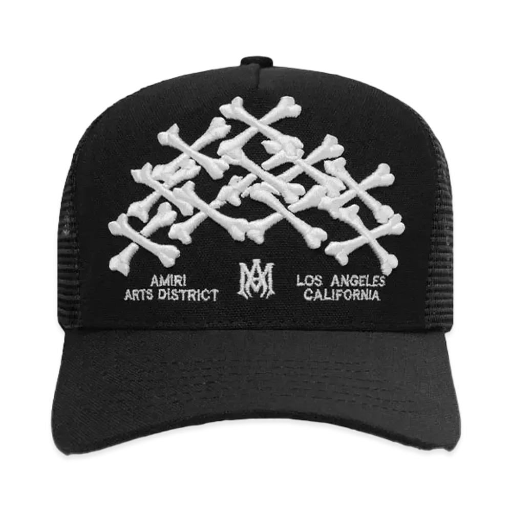 AMIRI Bones Stacked Trucker Hat "Black"