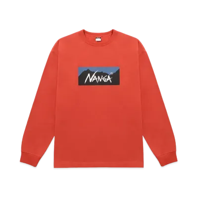 NANGA Eco Hybrid Box Logo L/S Tee "Orange"