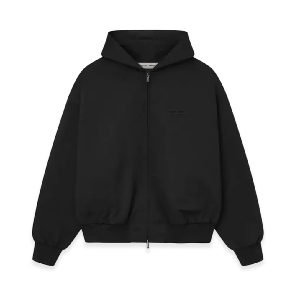 FEAR OF GOD ESSENTIALS Twill Hooded Bomber "Jet Black"