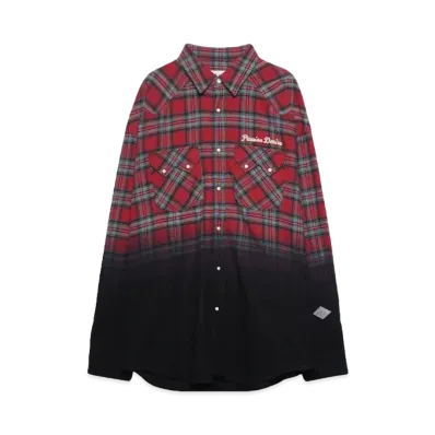 el conductorH HALF DYED CHECK FLANNEL COWBOY SHIRT "RED"