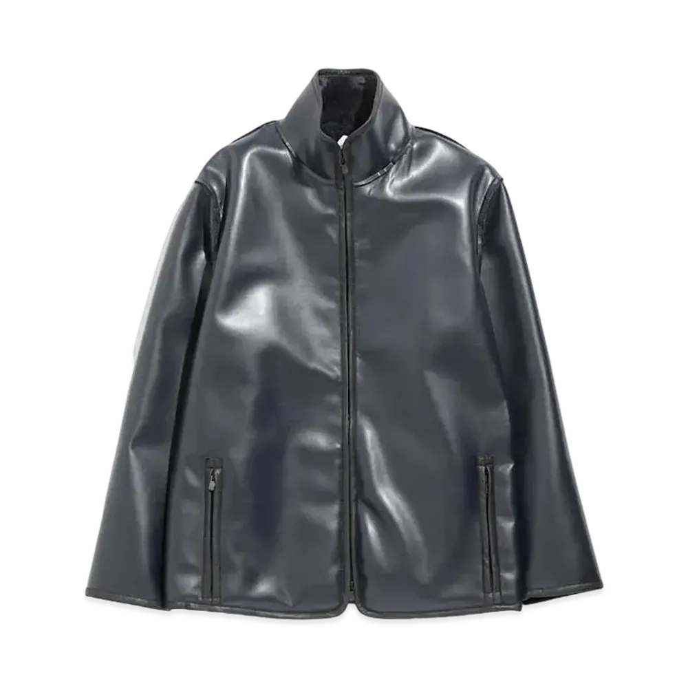 Needles LINED BOA JACKET - FAUX LTHR. "Navy"