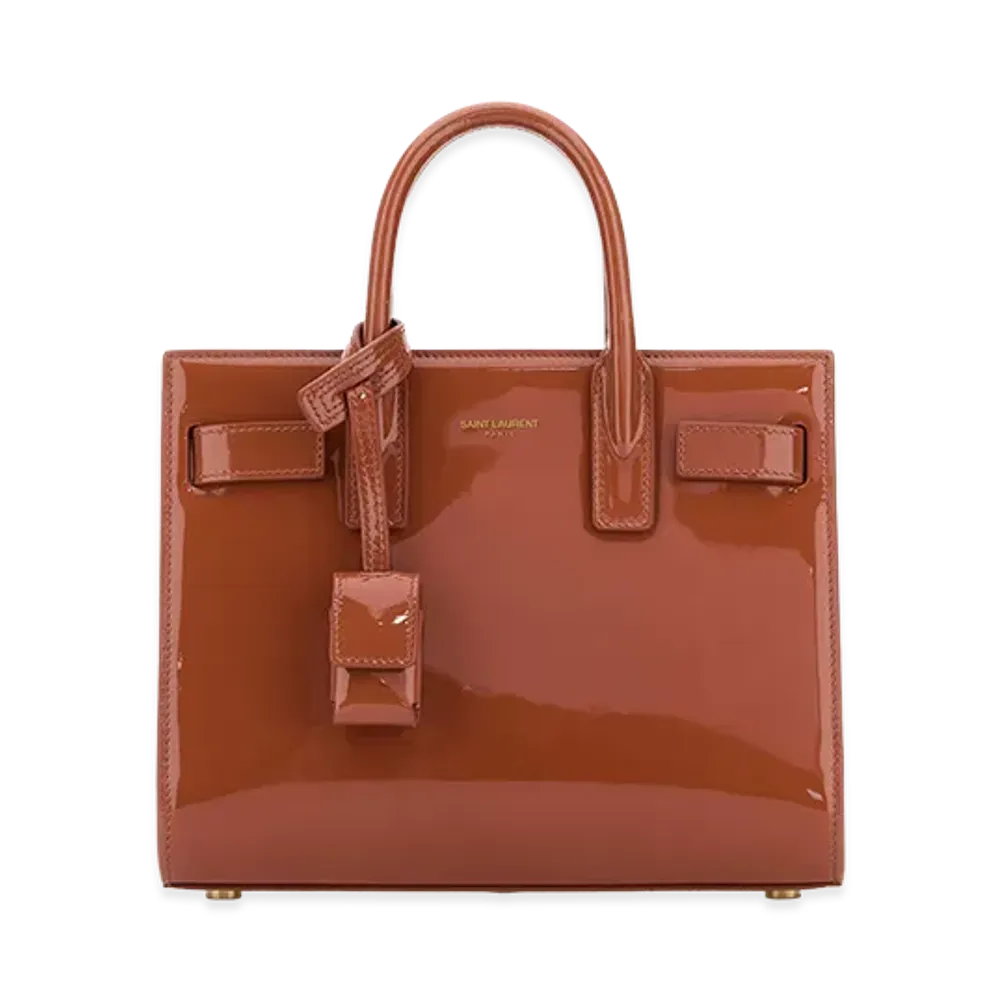 Saint Laurent Women's Brick Leather Nano Sac De Jour Handbag "Red"