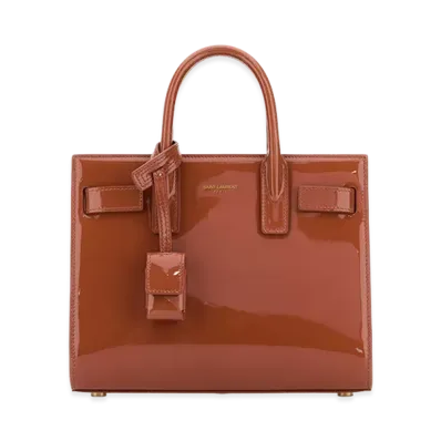 Saint Laurent Women's Brick Leather Nano Sac De Jour Handbag "Red"