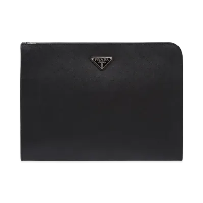 PRADA Saffiano Leather Briefcase "Black"