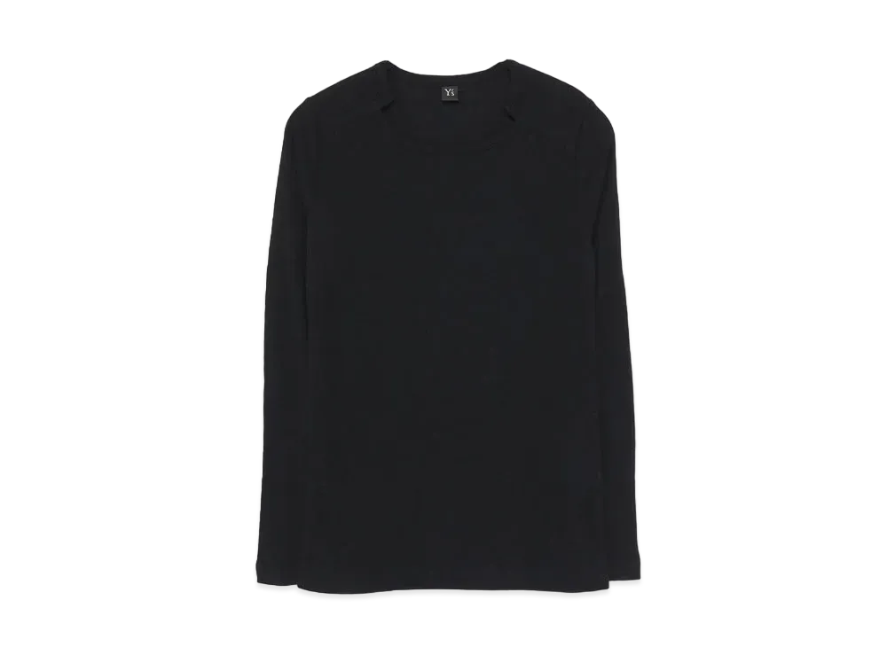 Yohji Yamamoto Y's MIX UP SHOULDER PAD ROUND NECK T "Black"