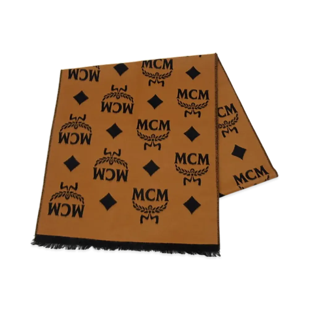 MCM Monogram Logo Jacquard Scarf "Cognac/Black"