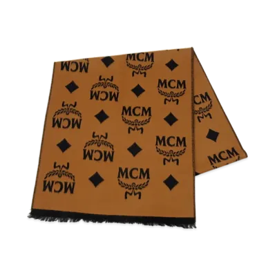 MCM Monogram Logo Jacquard Scarf "Cognac/Black"