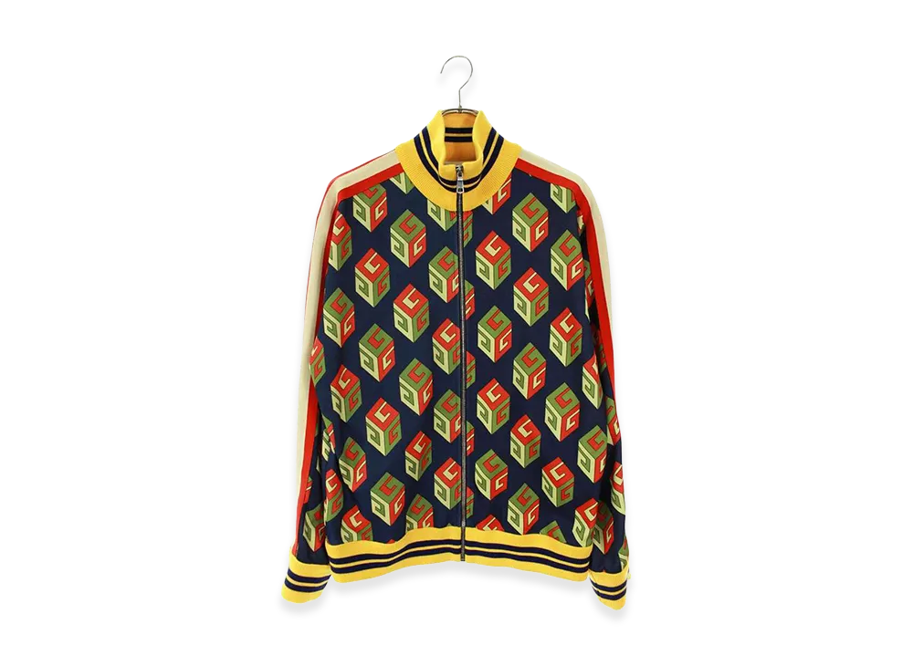 グッチ GGウォールペーパー テクニカルジャージブルゾン "ネイビー/イエロー" 475359X5U15
