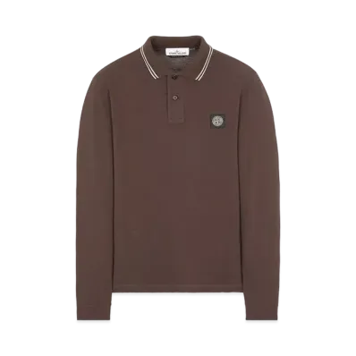 Stone Island 2SS18 STRETCH COTTON PIQUE_SLIM FIT "Dark Brown"
