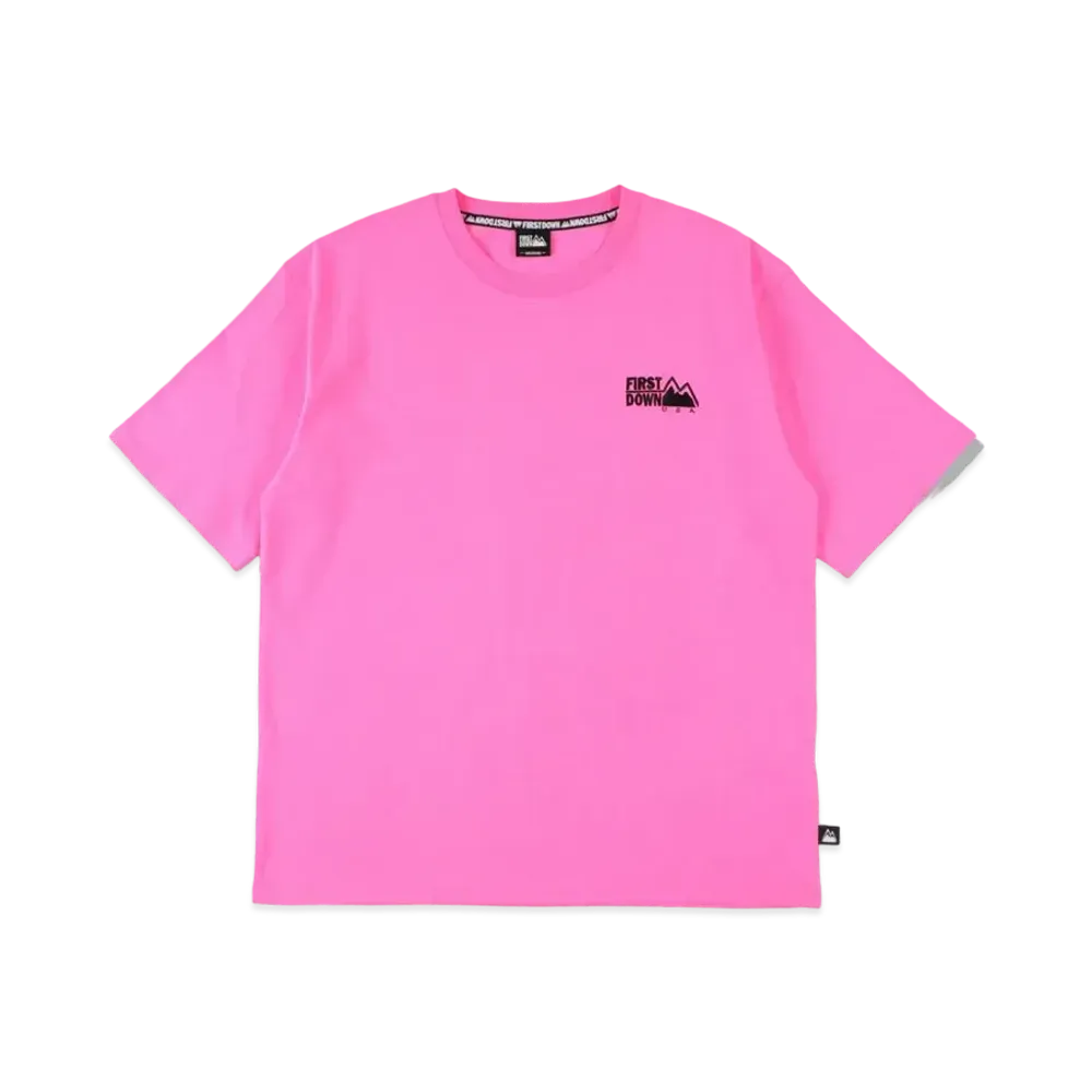FIRST DOWN S/S EMBROIDERY TEE "Neon Pink"