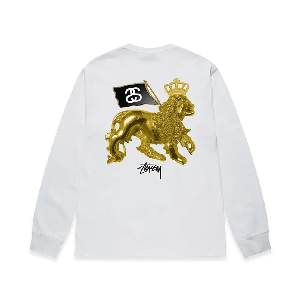 Stussy Gold Lion LS Tee "White"