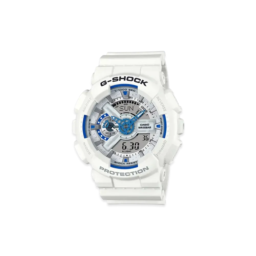 Casio G-Shock GA-110 Hidden Glow Series Analog-Digital M Watch "White/Blue"