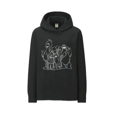 KAWS x Uniqlo x Sesame Street Group #2 Outline Hoodie "Black"