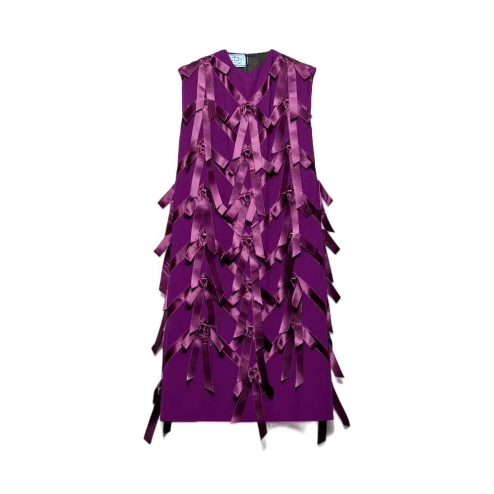 PRADA Women's Sable Dress with Bows "Dark Pink"