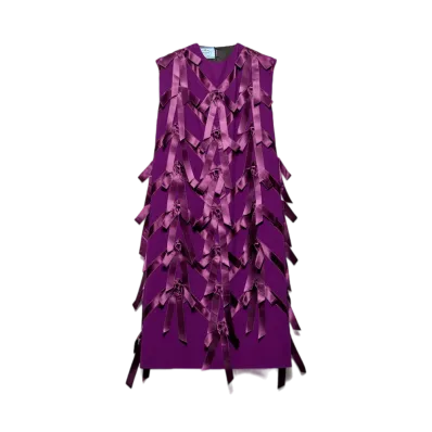 PRADA Women's Sable Dress with Bows "Dark Pink"