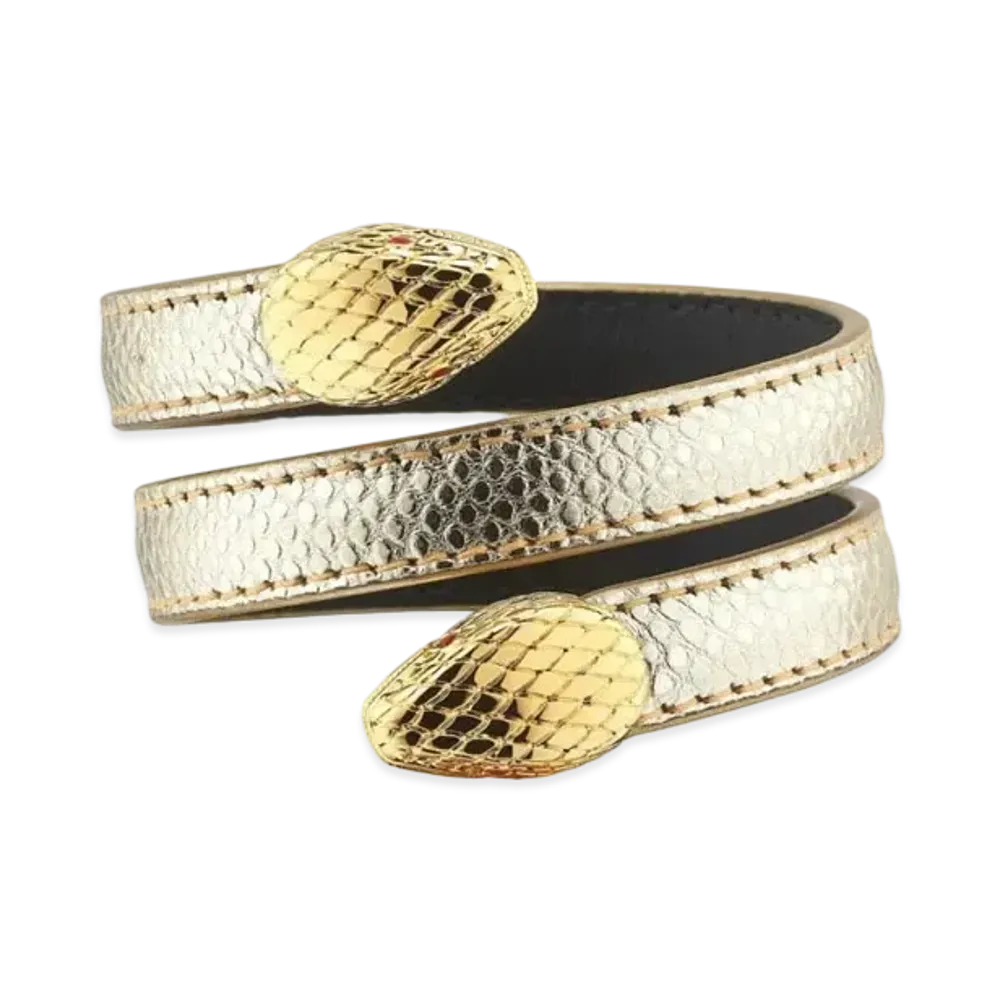 BVLGARI Serpenti Forever Leather Bracelet "Light Gold"