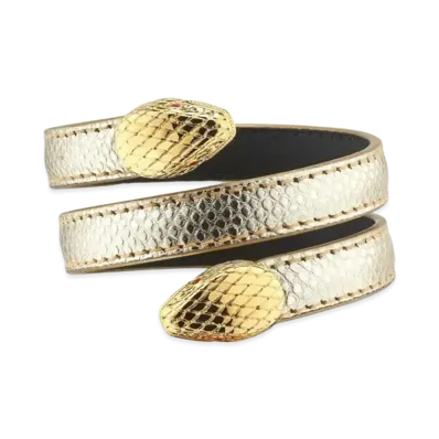 BVLGARI Serpenti Forever Leather Bracelet "Light Gold"