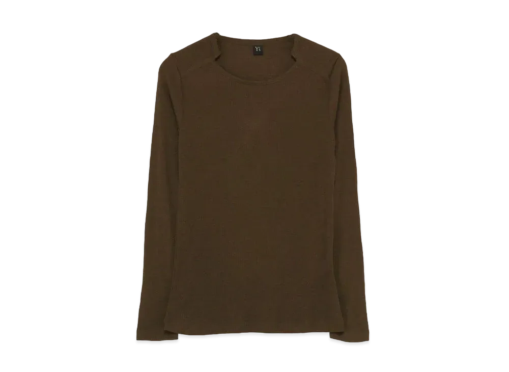 Yohji Yamamoto Y's MIX UP SHOULDER PAD ROUND NECK T "Khaki"