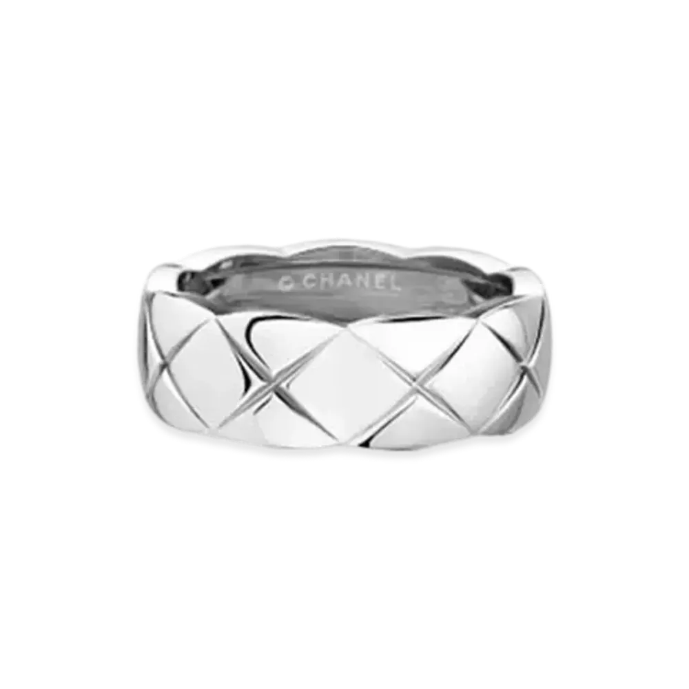 CHANEL Coco Crush Ring Quilted Motif Small Version 18K "White Gold"