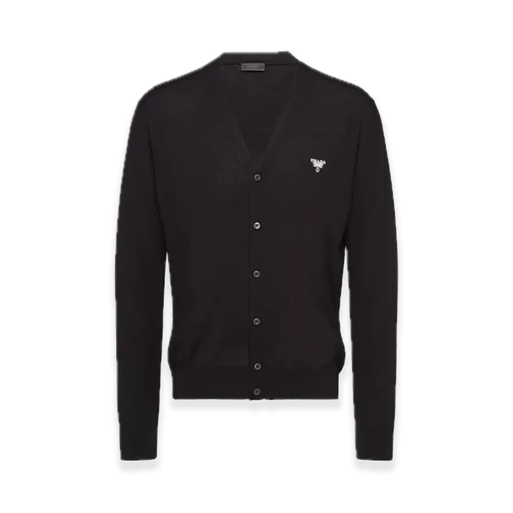 PRADA Superfine Wool Cardigan "Black"